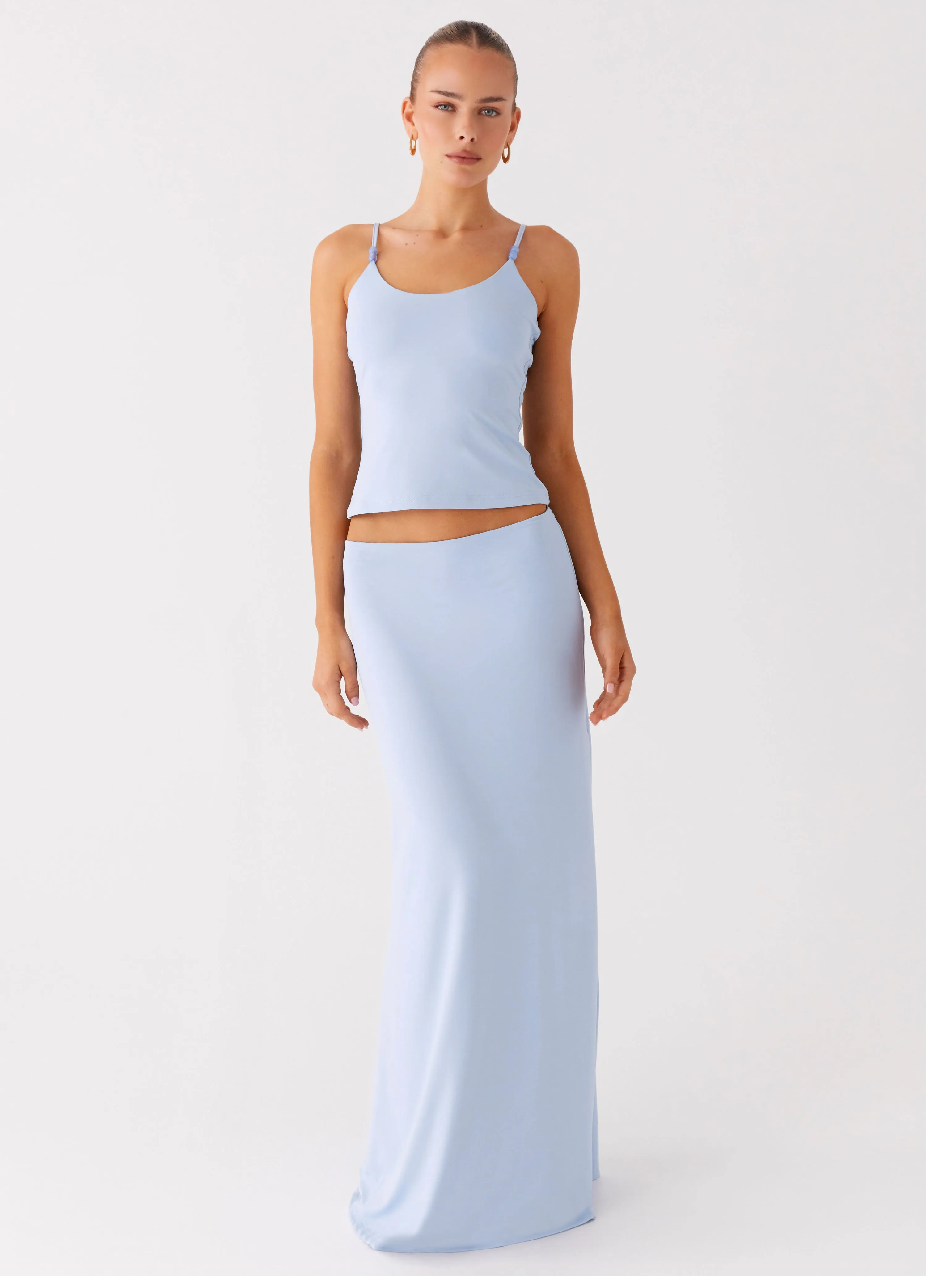 Like A Flower Maxi Skirt - Baby Blue Effortless Look Stable Shape