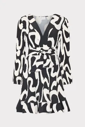 Sharp Motion boho vibe Liv Ink Swirl Pleated Dress