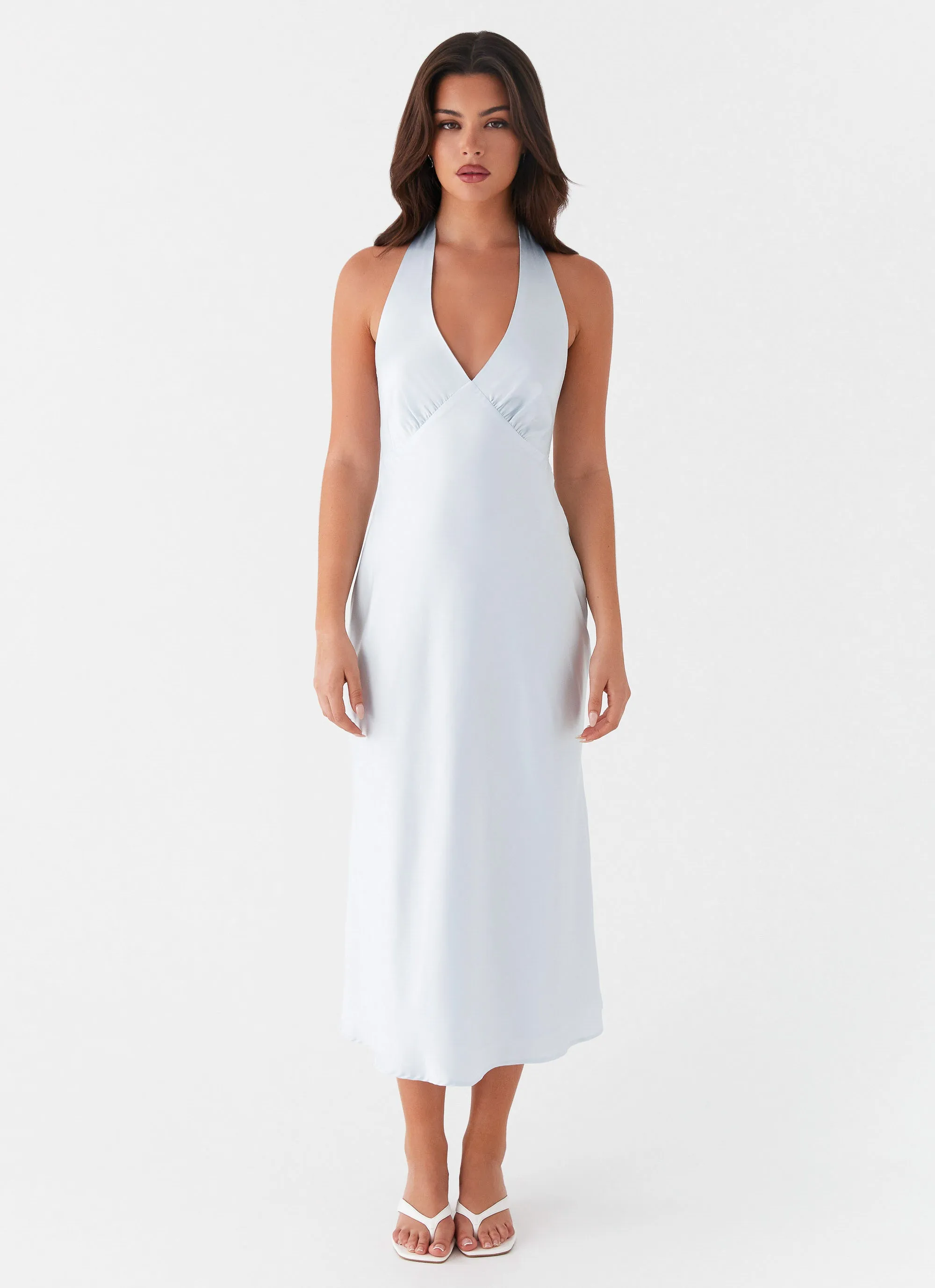 Cotton Skin Heavy Hearted Midi Dress - Blue