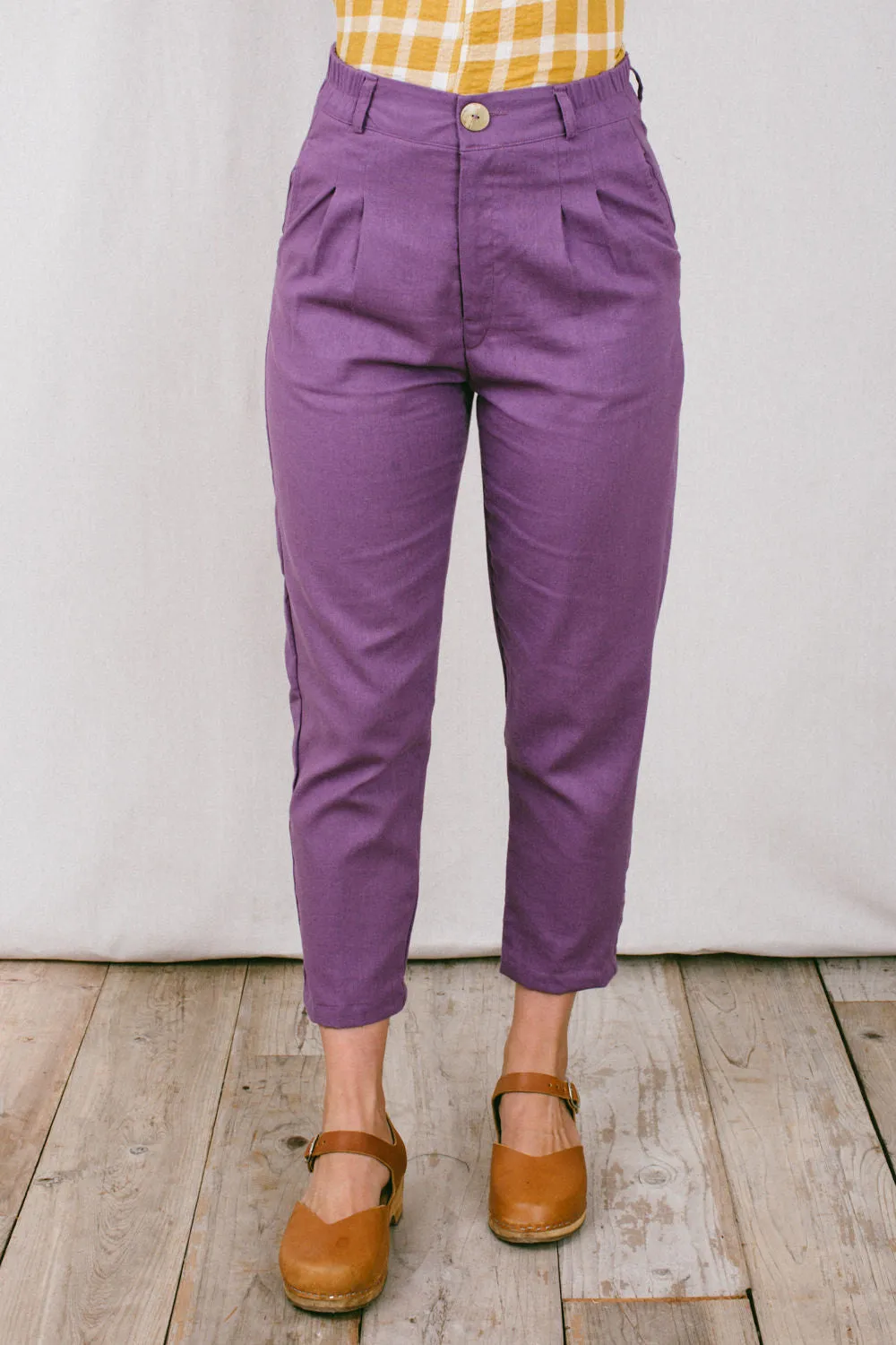 Wide Leg Tagless Labeling Perfect Pant 2.0 in Heliotrope Linen