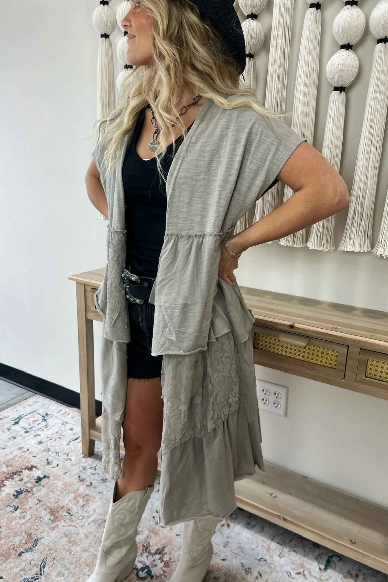 Petal & Lace Open Front Cardigan - FINAL SALE QuickPackFoldableDesign TaglessComfort