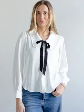 Peter Pan Bow Blouse Reinforced Hem Stitching