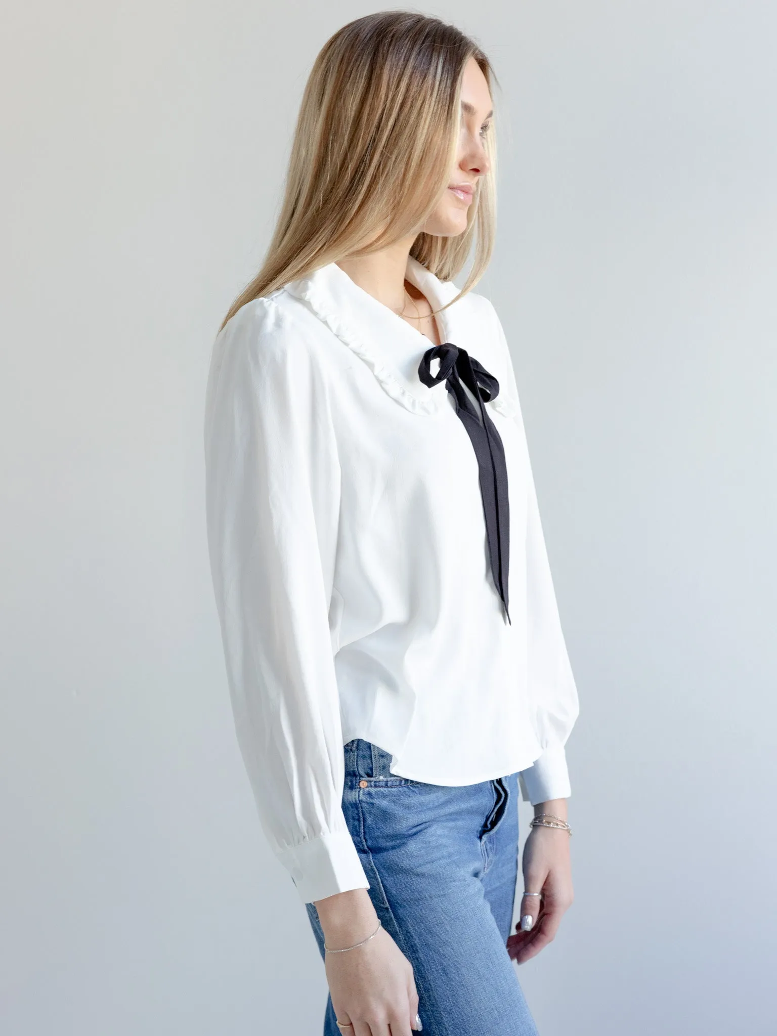 Athletic Look Peter Pan Bow Blouse