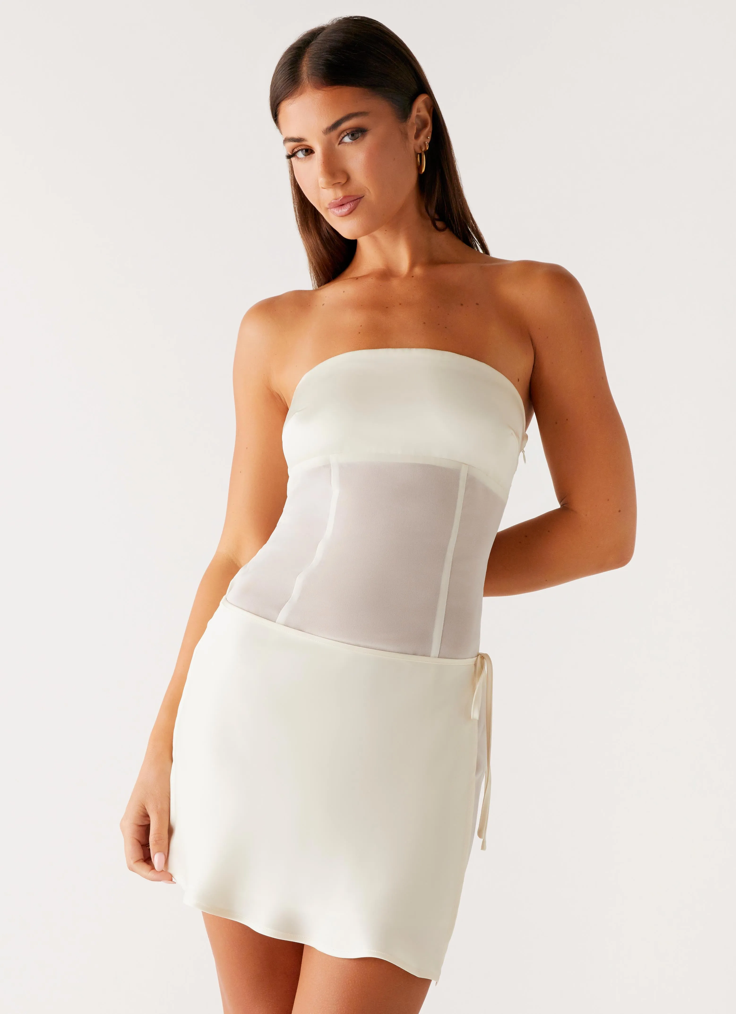 Office Appropriate Recycled Material Philomena Mini Dress - Off White
