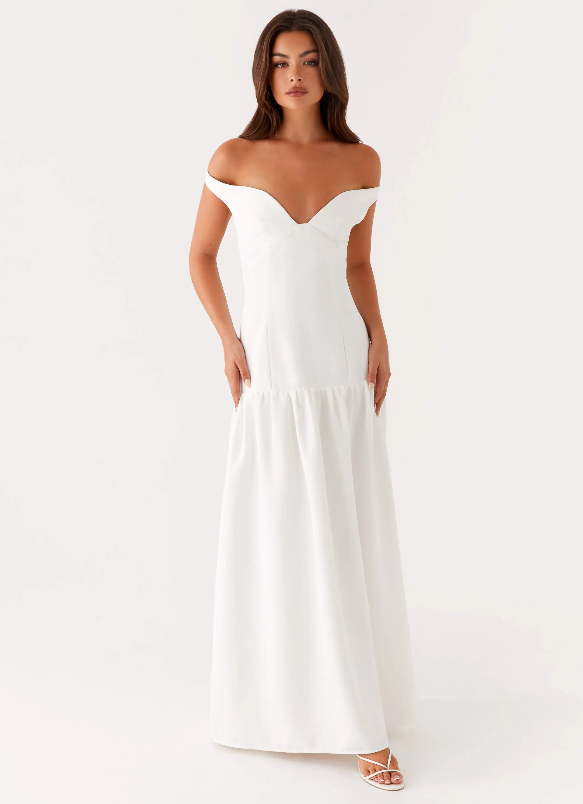Cap-Sleeve City Essential Basel Maxi Dress - White