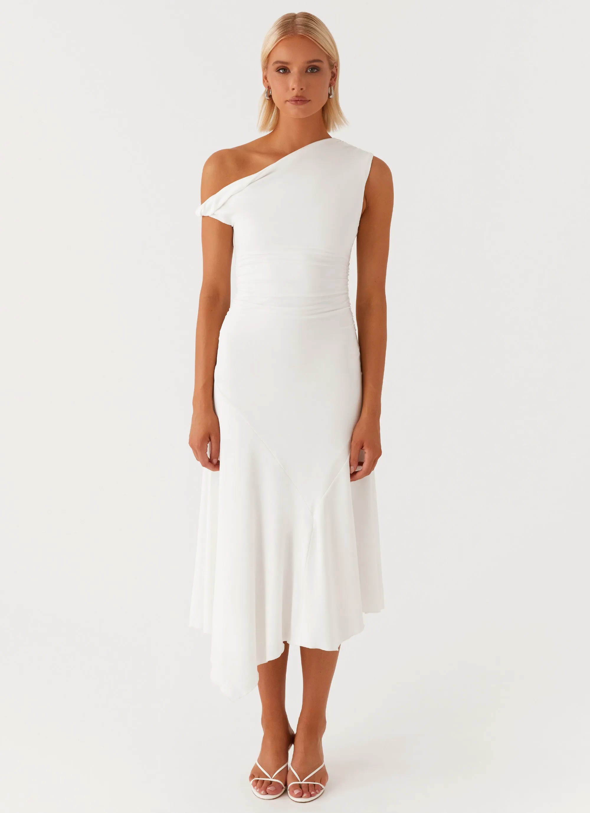 Byron Midi Dress - White Lightweight Fabric Bold Look