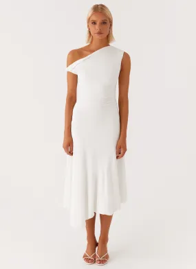 Byron Midi Dress - White Lightweight Fabric Bold Look