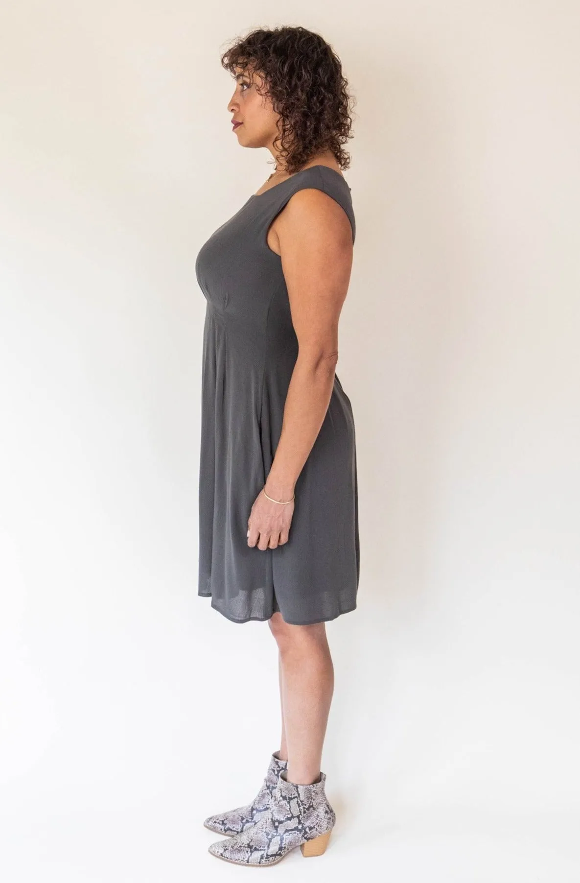 Pleiades Dress in Olive Crepe Office Smart Timeless Trend