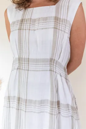 Pleiades Dress in Plaid Ivory Silk Air