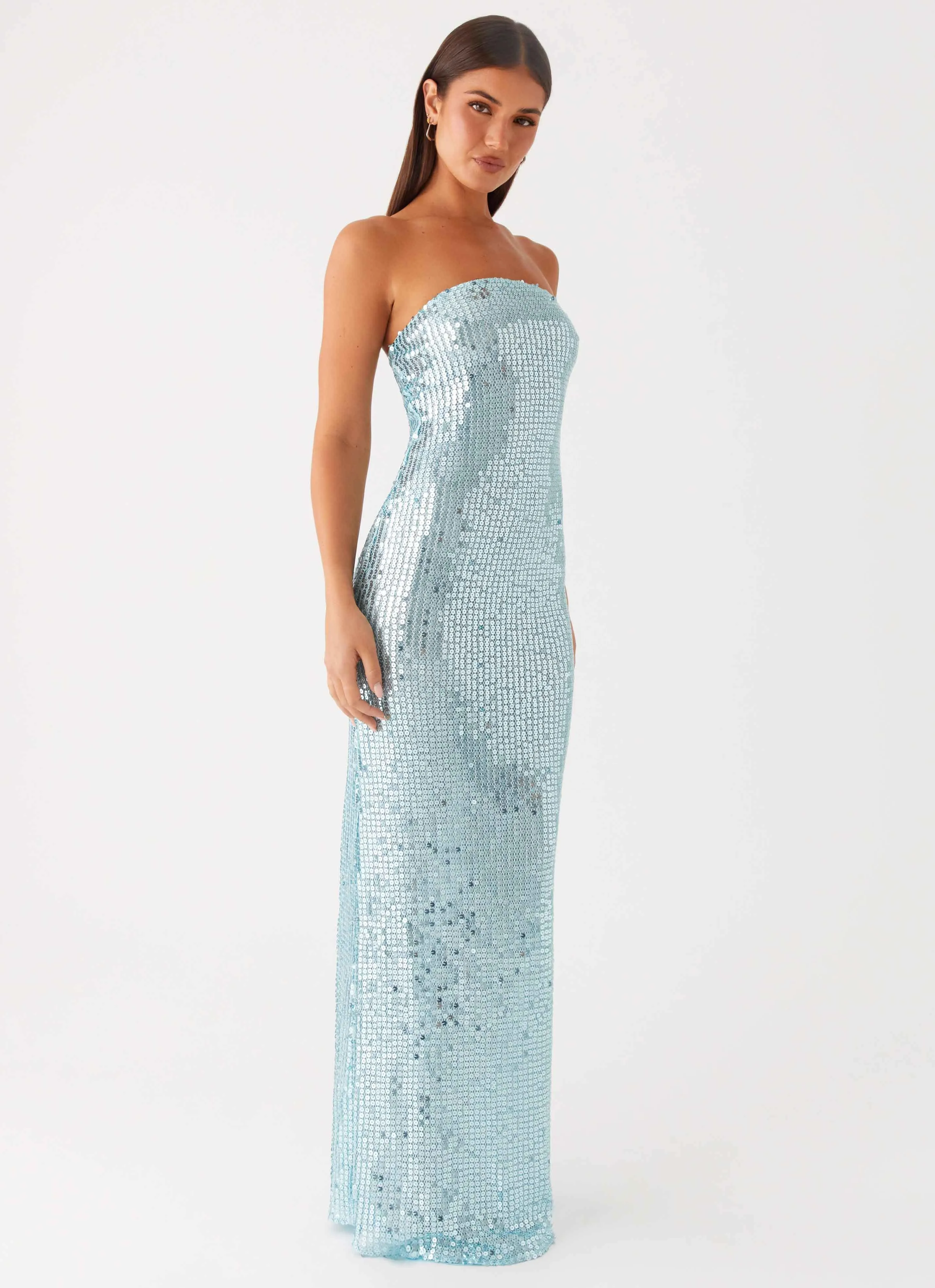 Classic Comfort spring outfit Lyric Sequin Maxi Dress - Turquoise