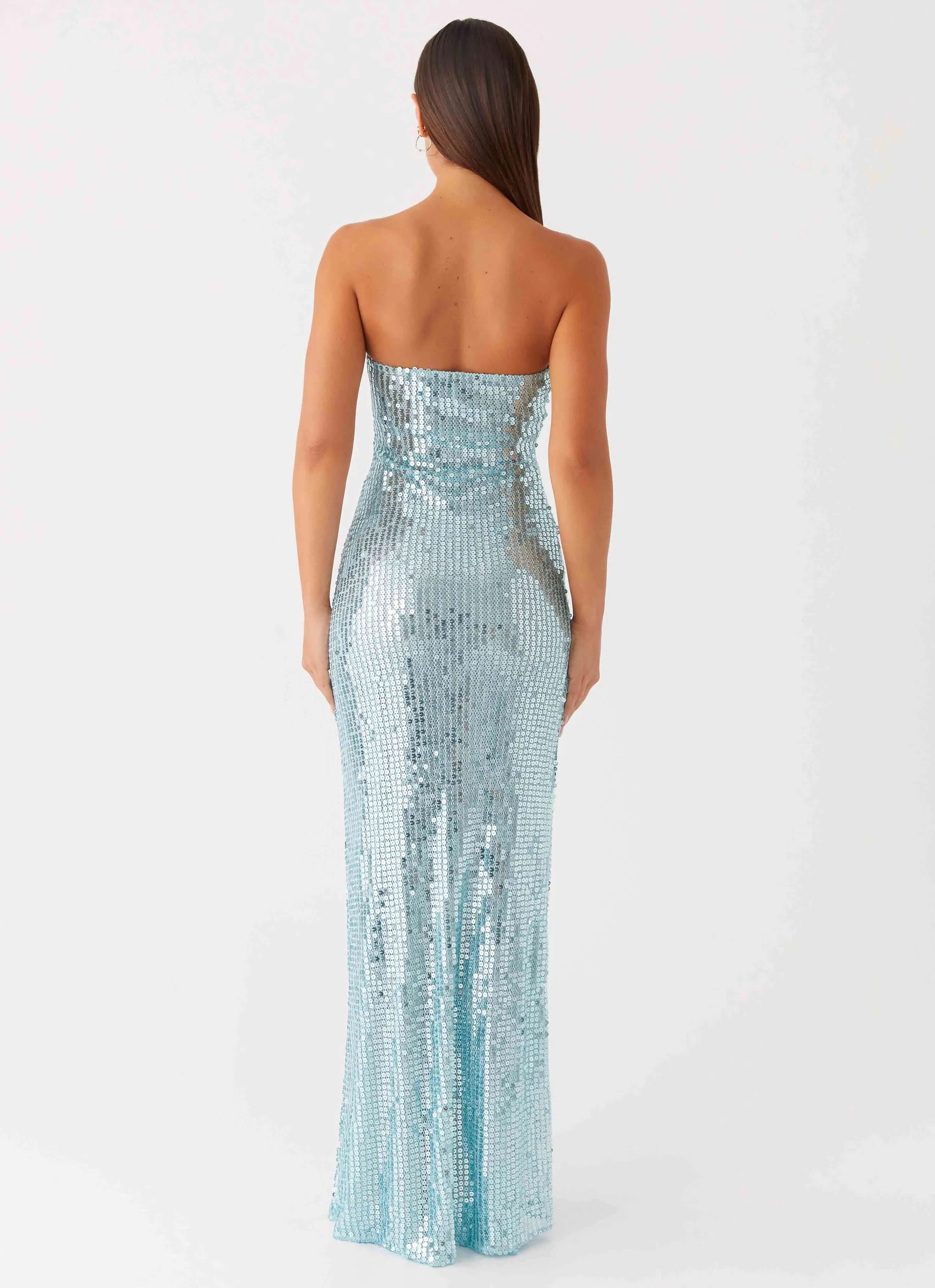 Lyric Sequin Maxi Dress - Turquoise polka-dot