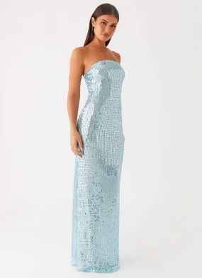 Zip Ease Lyric Sequin Maxi Dress - Turquoise