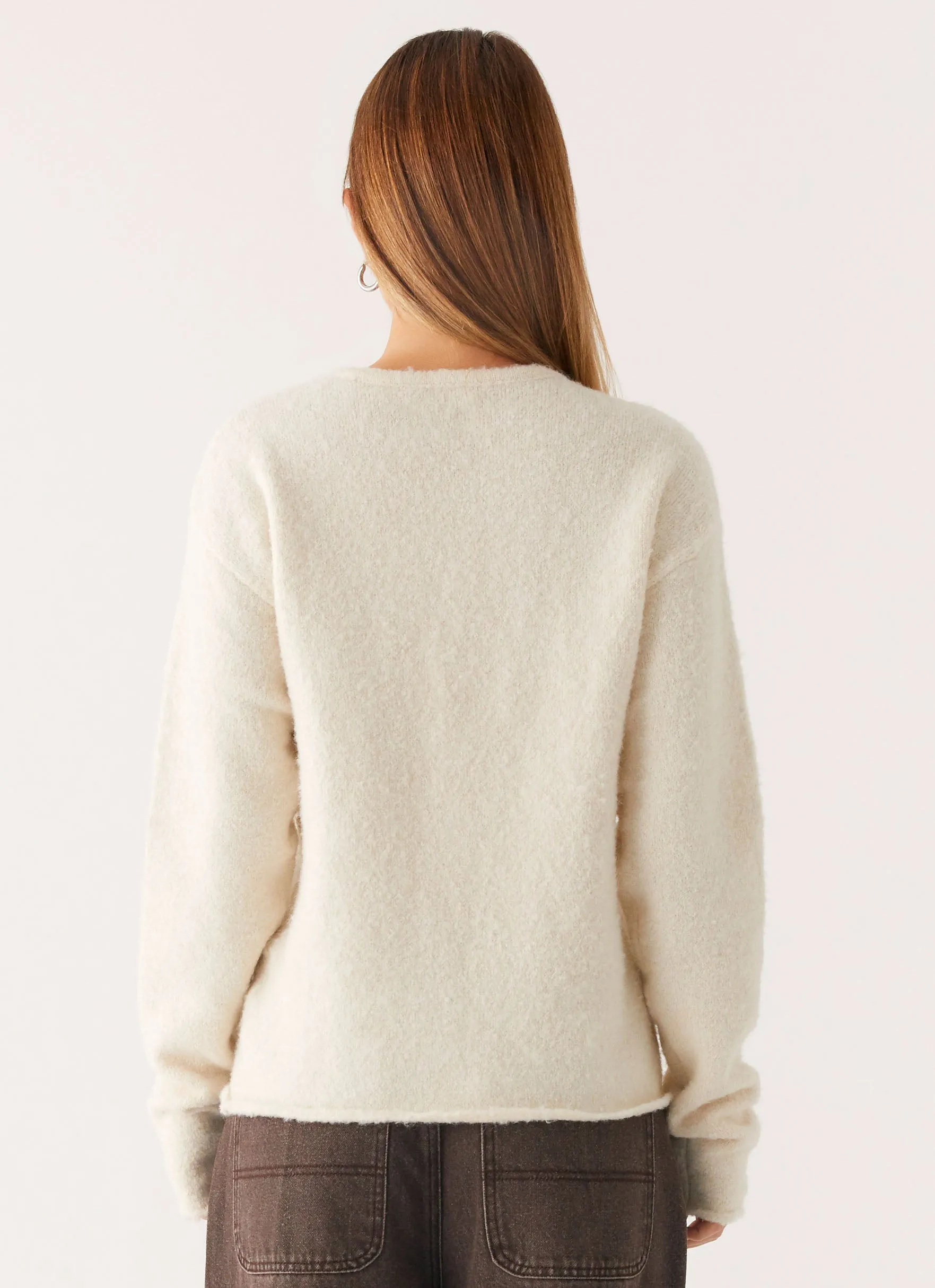 Vera Knit Cardigan - Ivory Pocket Details Comfort Fit