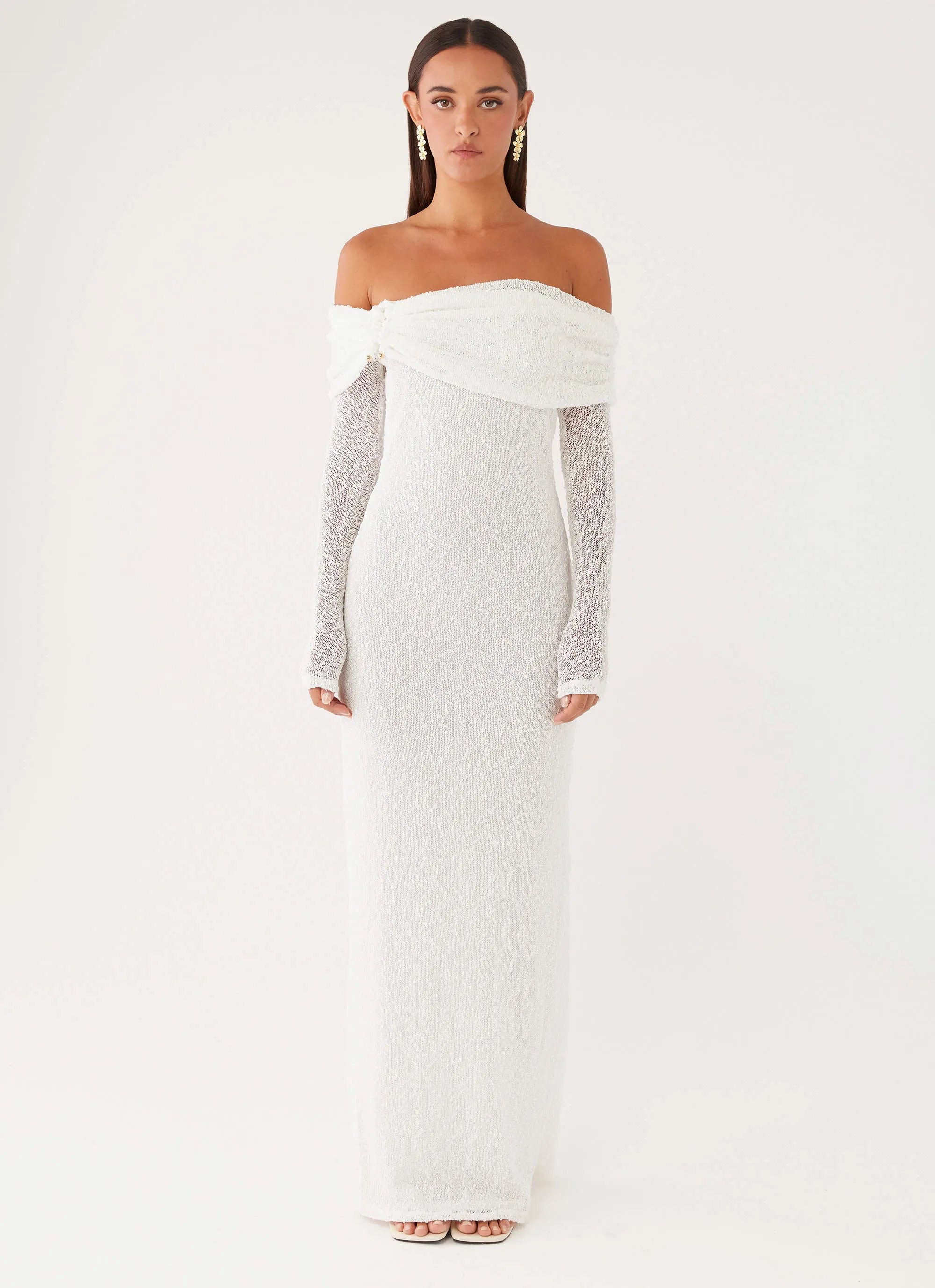 Pollyanna Knit Hardware Maxi Dress - Ivory AntiPillTreatment