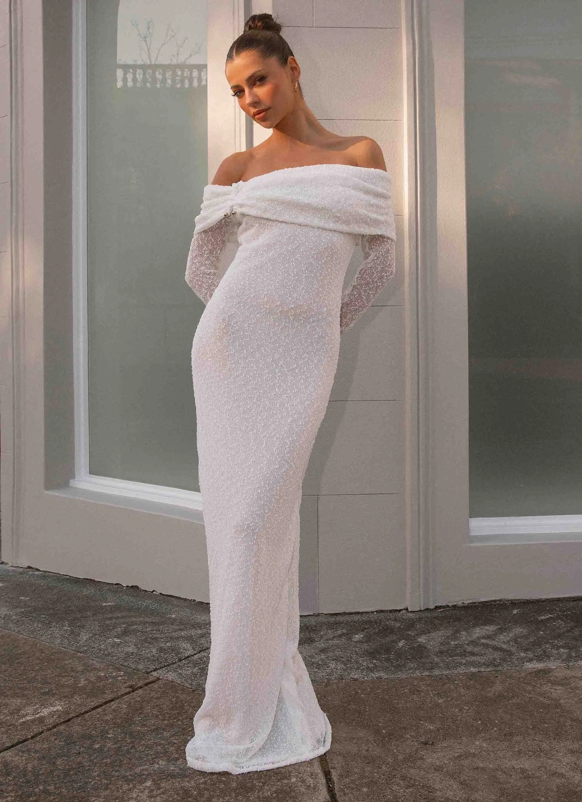 Boho Mood Pollyanna Knit Hardware Maxi Dress - Ivory