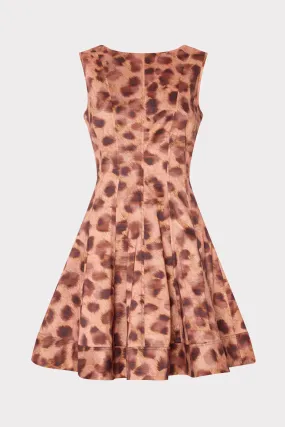 Shiny surface Poppy Leopard Print Taffeta Mini Dress