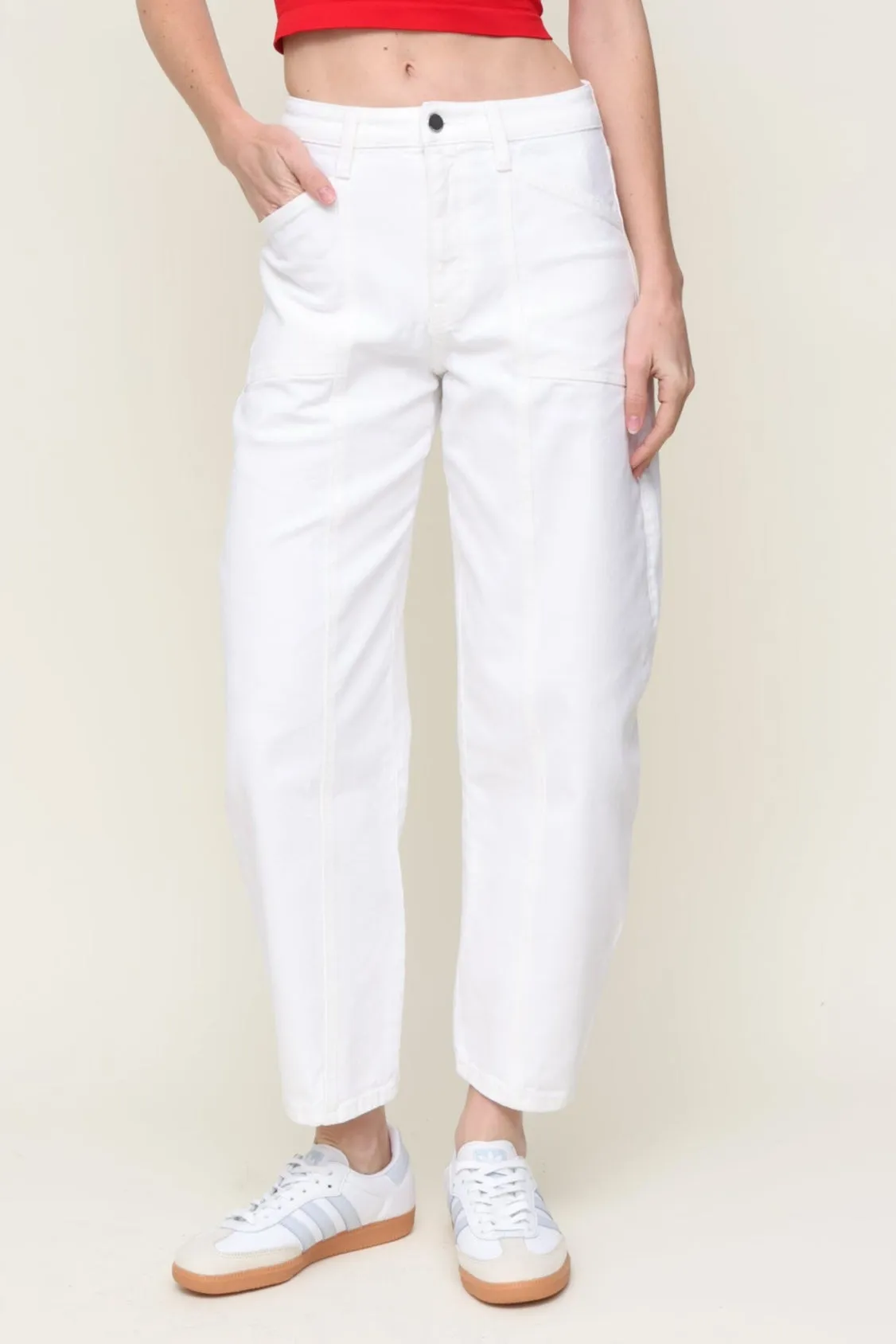 Crisp Look Clean Aesthetic Portugal Barrel Jean White