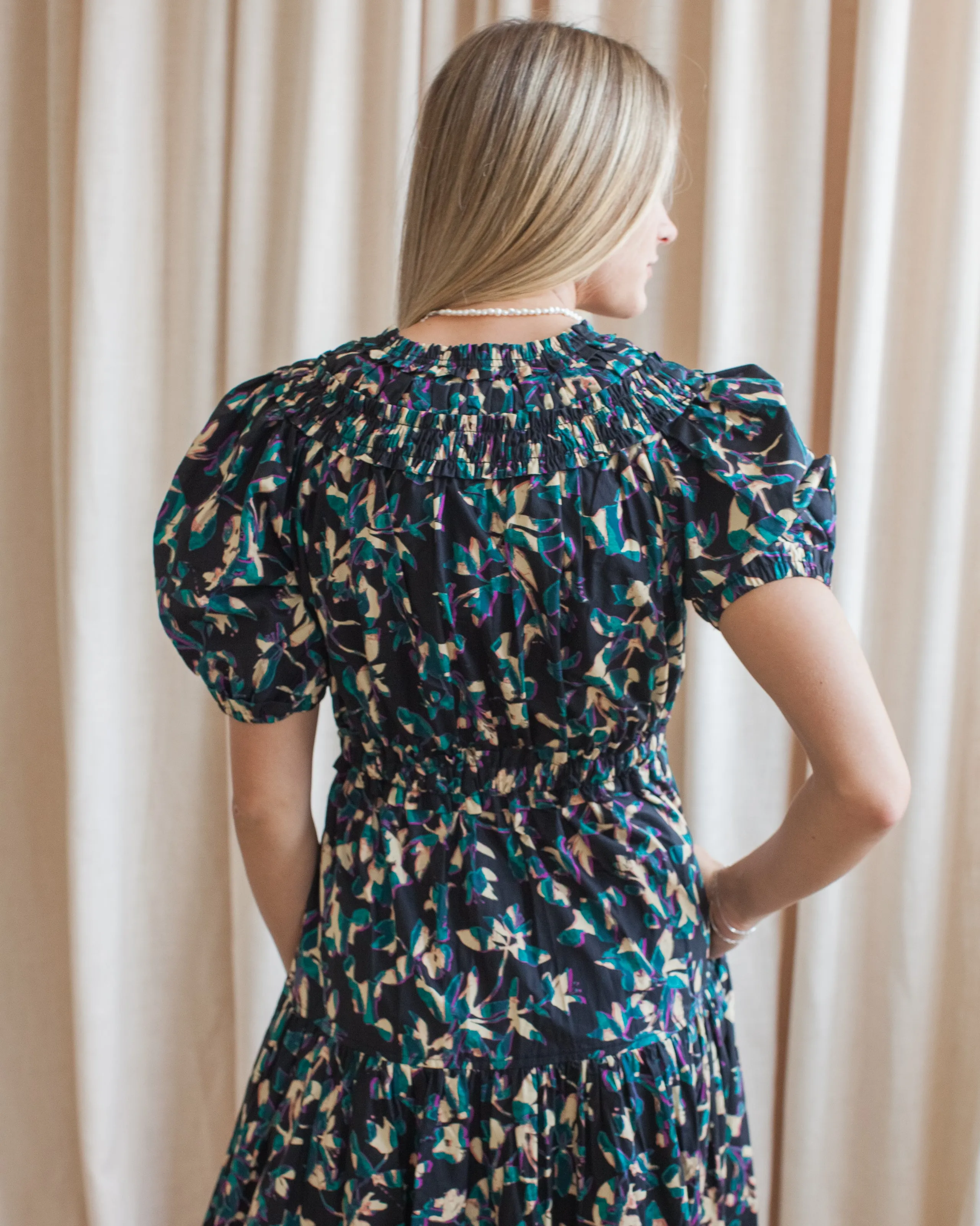 Perfectly Styled Ulla Johnson Othella Short Sleeve Midi Dress- Kaleidoscope