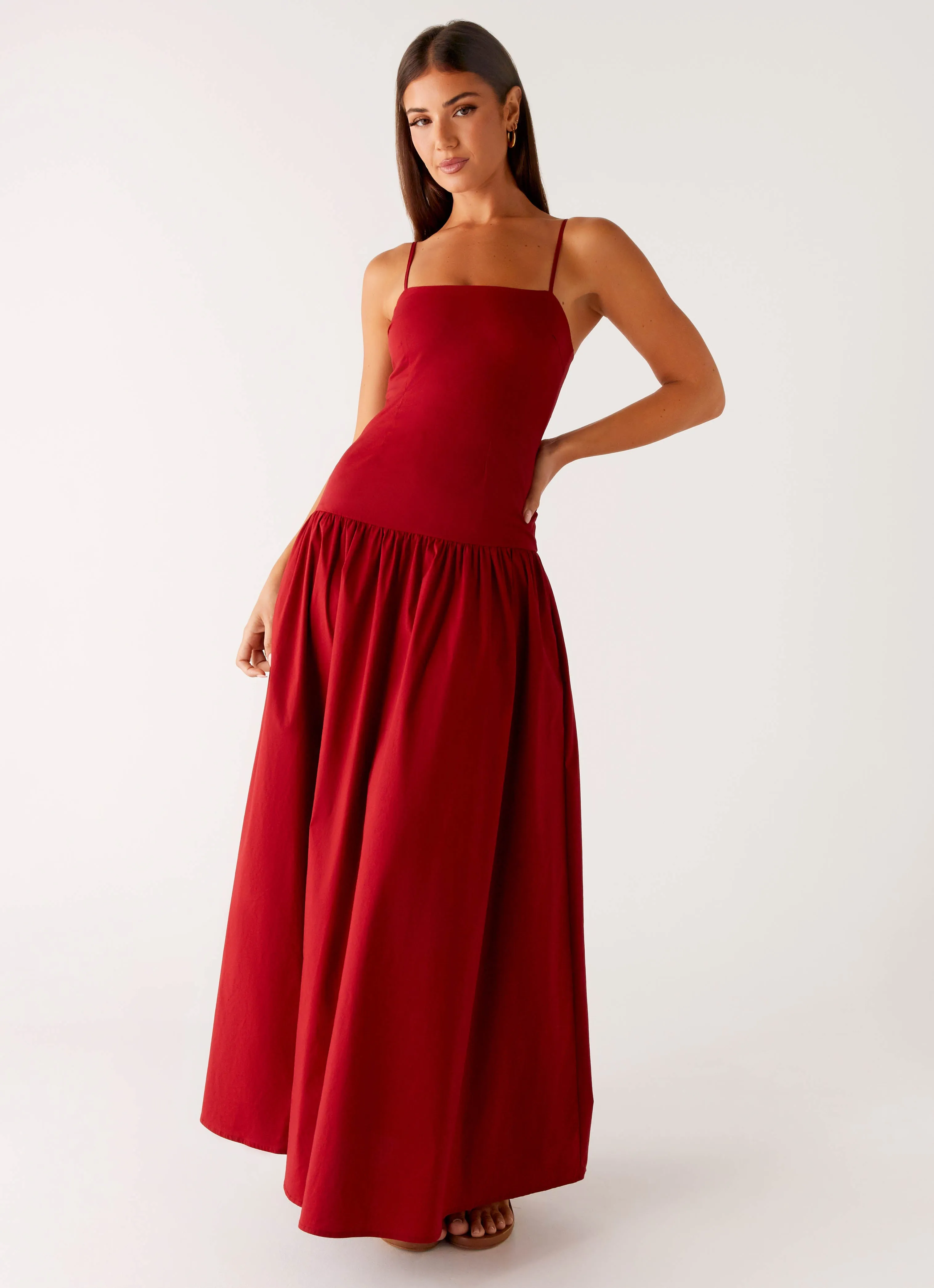 Vince Cami Maxi Dress - Deep Red Comfort Mode Fringe-Detail