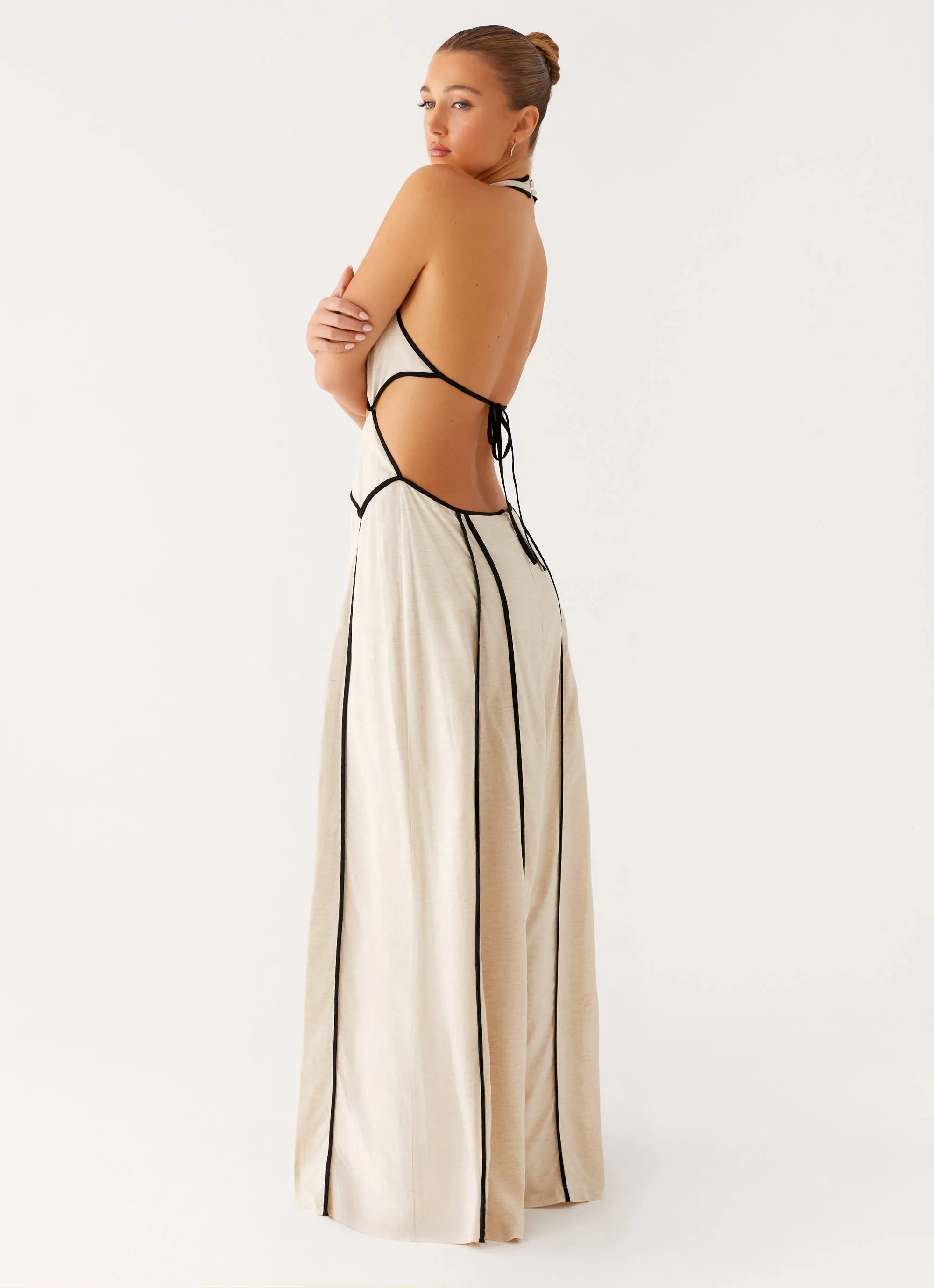 Linen Vibe Night Style Sonnet Maxi Dress - Oatmeal