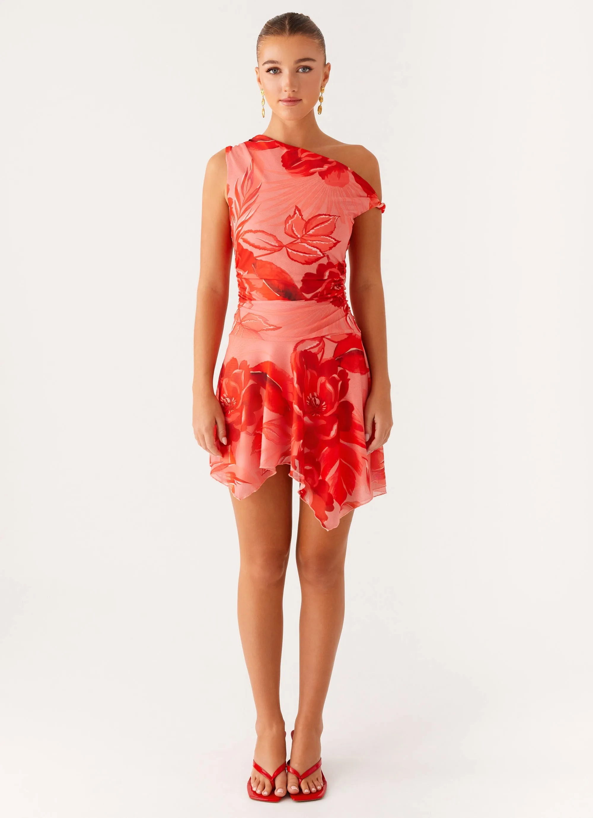 Flared hem Limited Quantity Wade Mini Dress - Sicily Sunsets Print