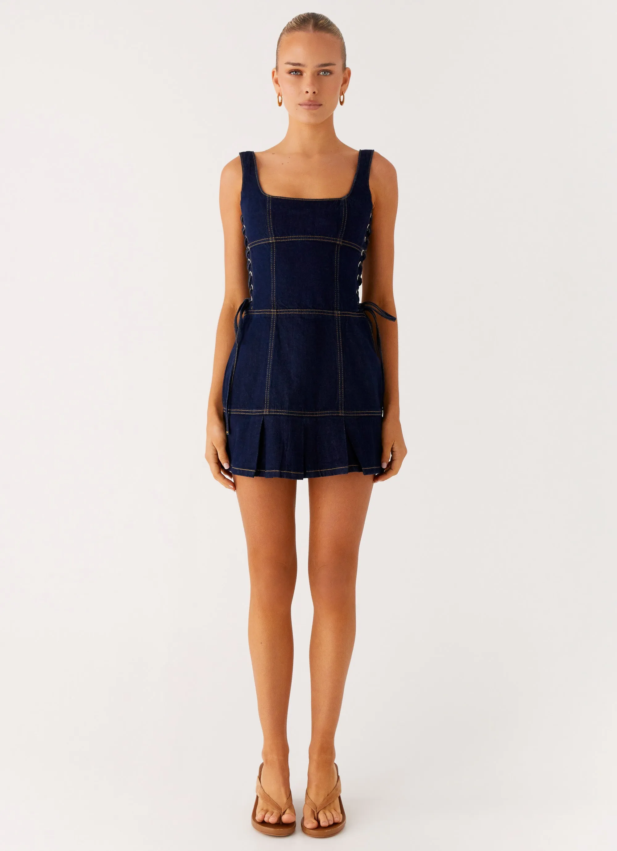 Preston Mini Dress - Indigo Daily Chic Open Back