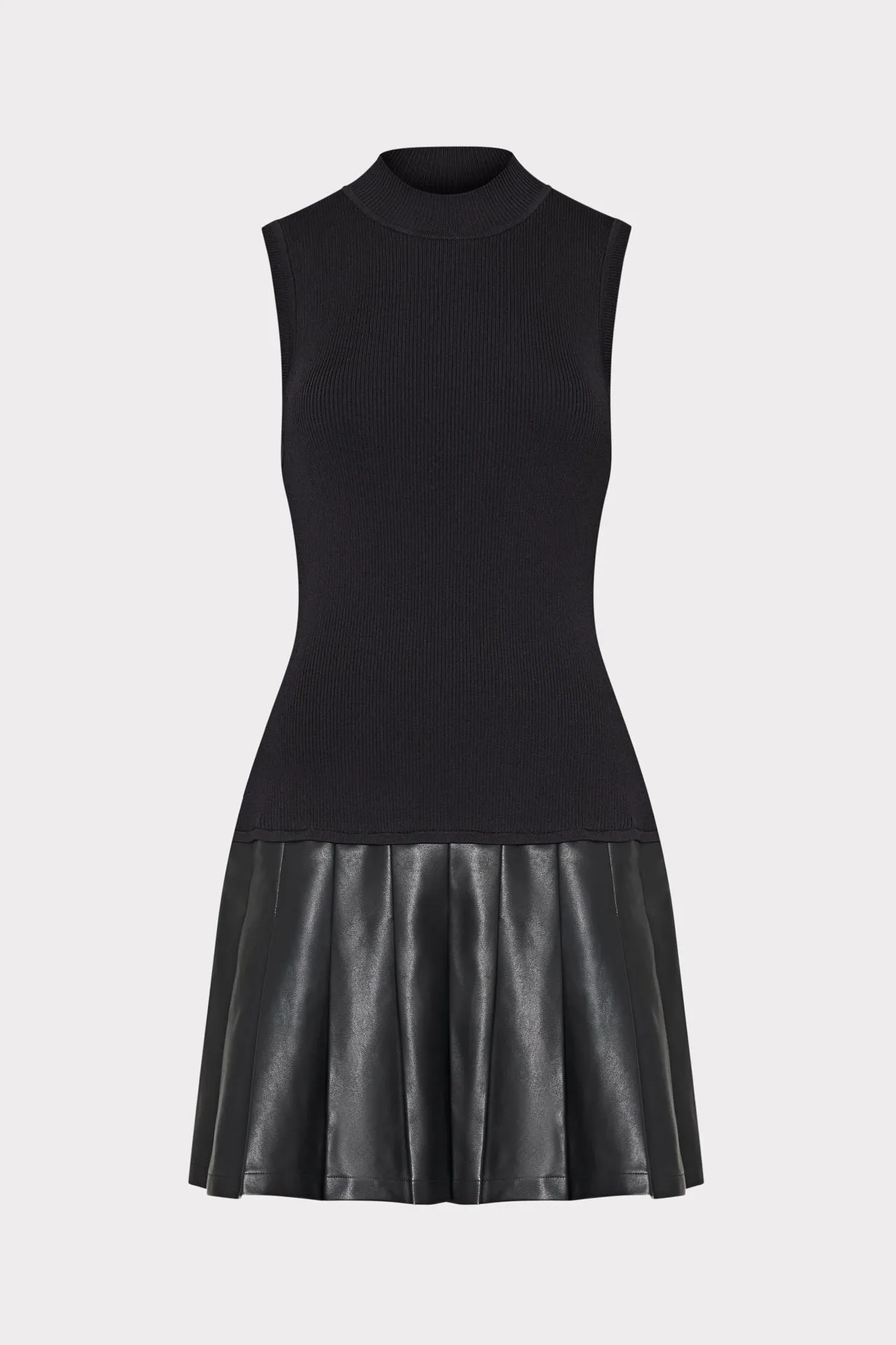 Modern Appeal Playful-Detail Leather Skirt Knit Dress