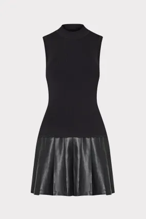 Modern Appeal Playful-Detail Leather Skirt Knit Dress