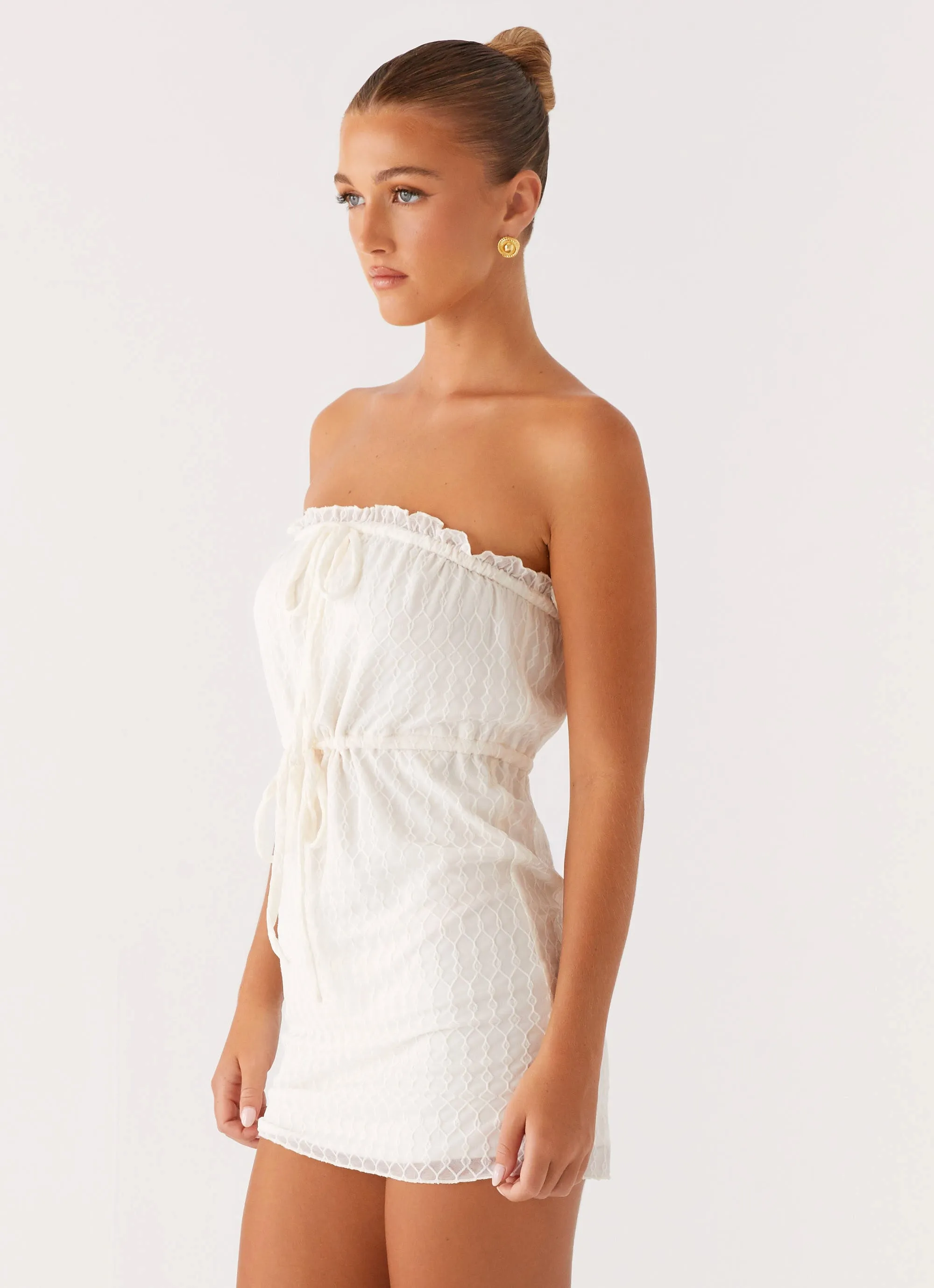 Alina Mini Dress - Ivory Front-Pocket Neutral palette