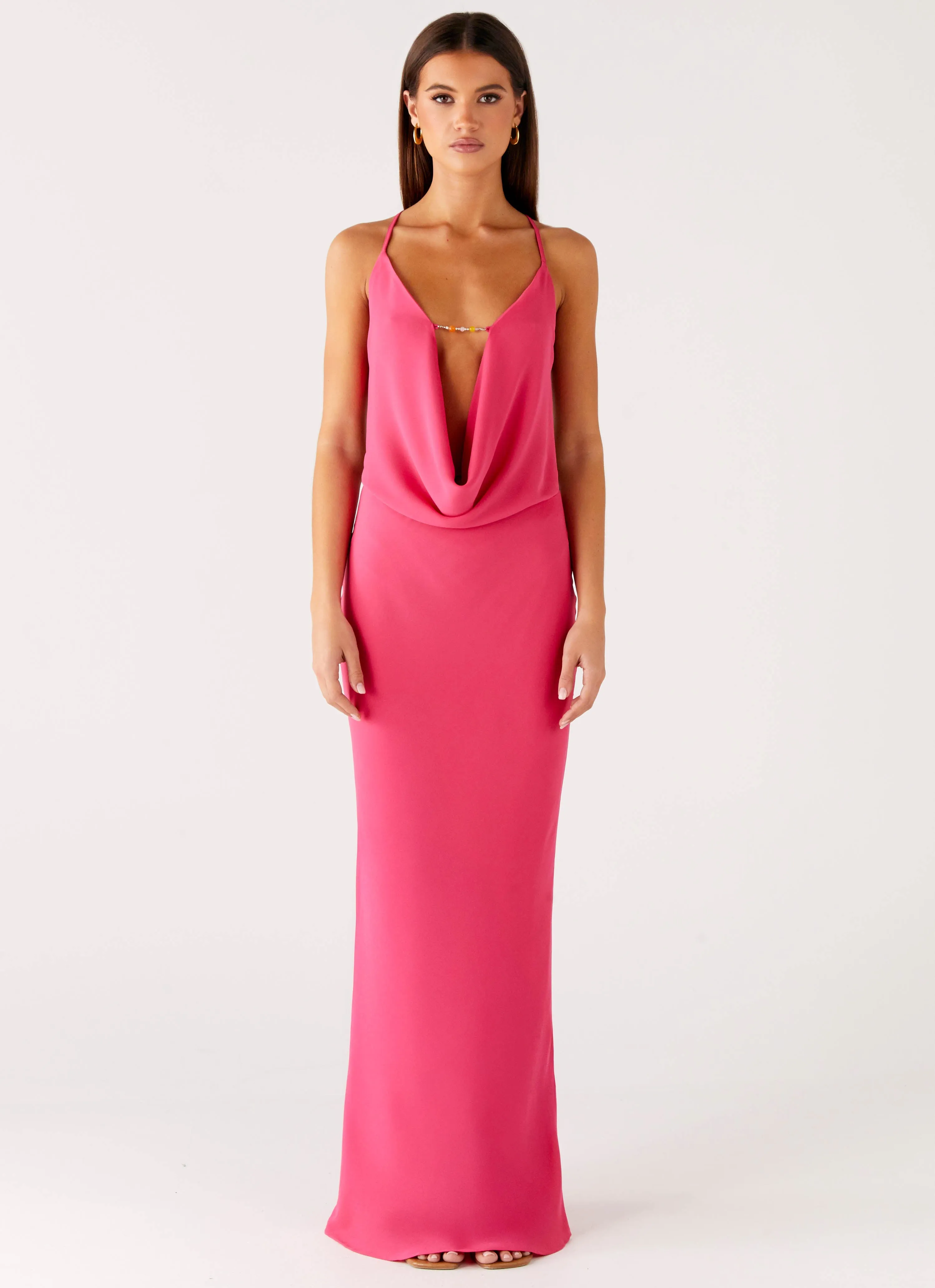 Pure Heart Cowl Maxi Dress - Fuchsia Soft Lines Soft Fit Wear