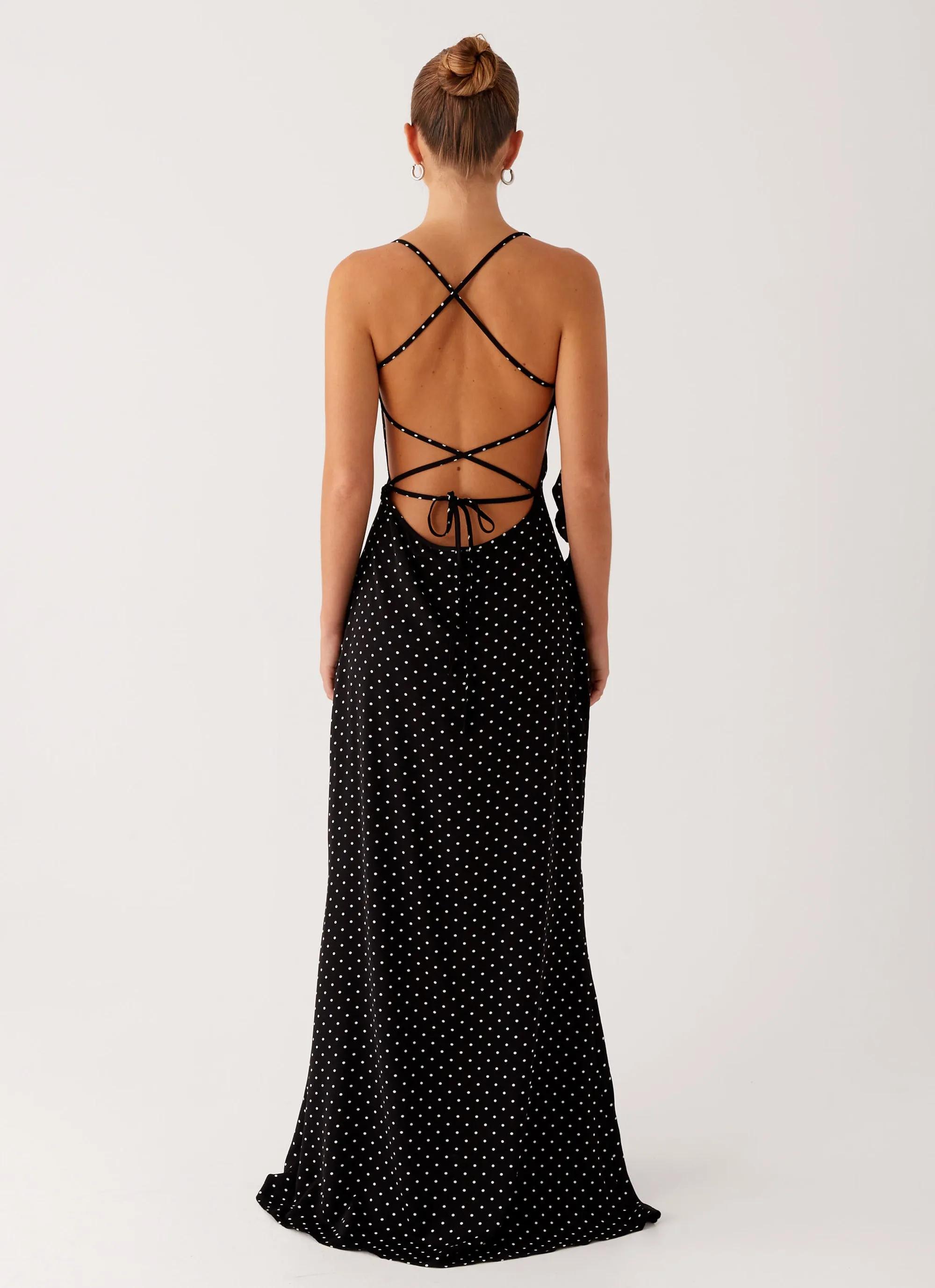 High-Fashion Soft and Stylish Purely Maxi Dress - Black Polka Dot