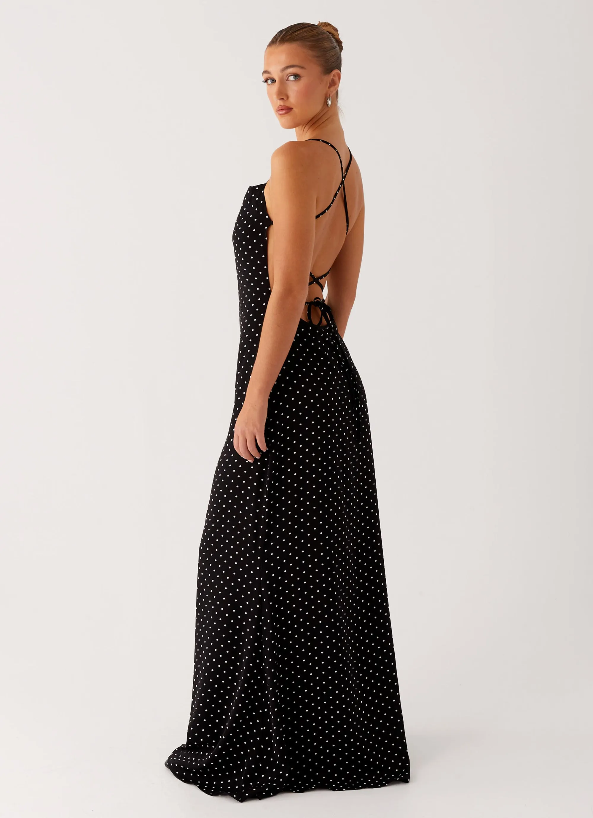 Purely Maxi Dress - Black Polka Dot Contemporary Layer Urban Minimalism