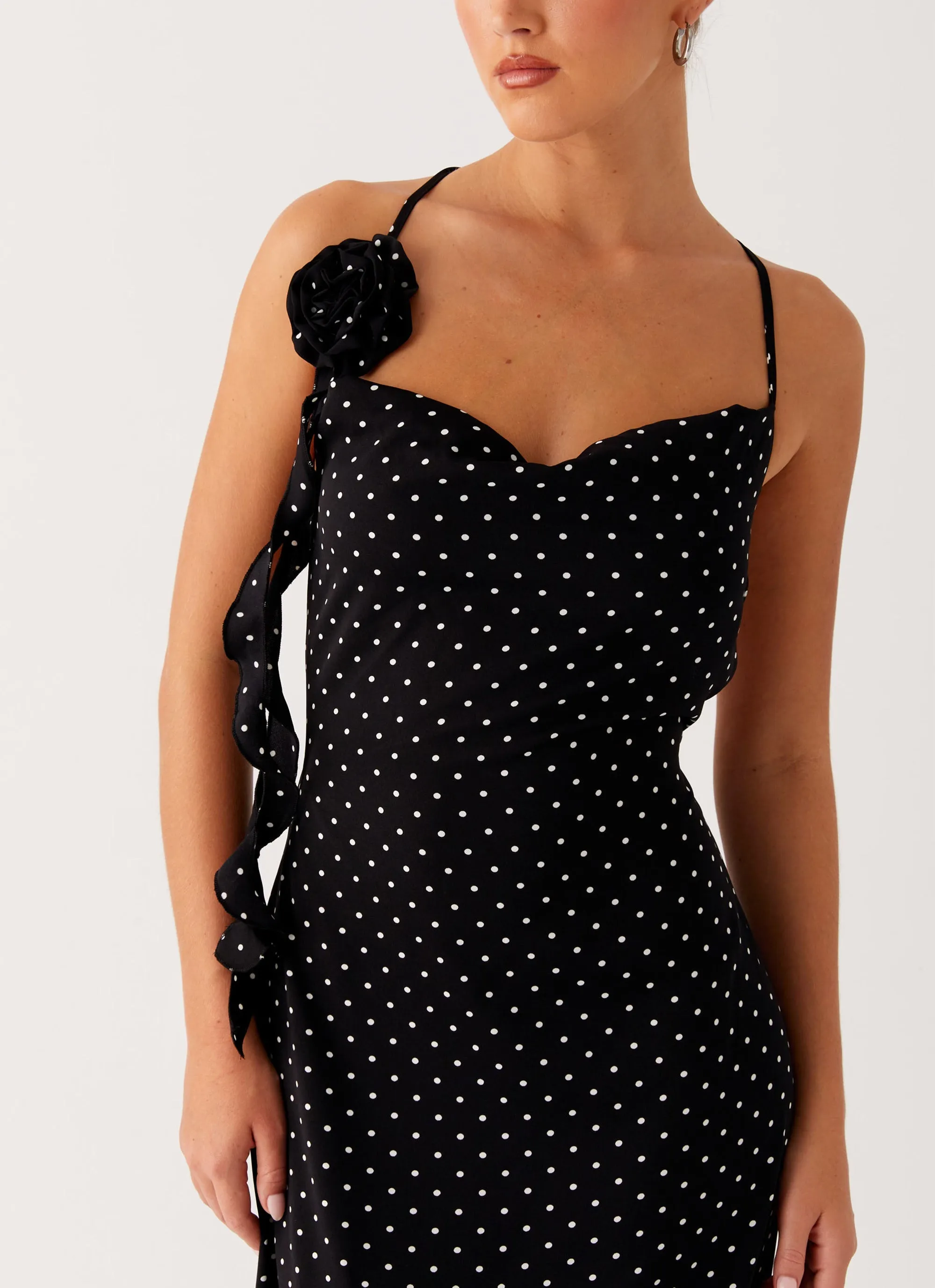 Purely Maxi Dress - Black Polka Dot Travel Fashion