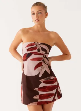 Work Ease Light Cloud Kellen Mini Dress - Cinnamon Palm