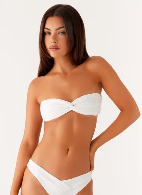 Delta Bandeau Bikini Top - White Supportive Sport Swim
