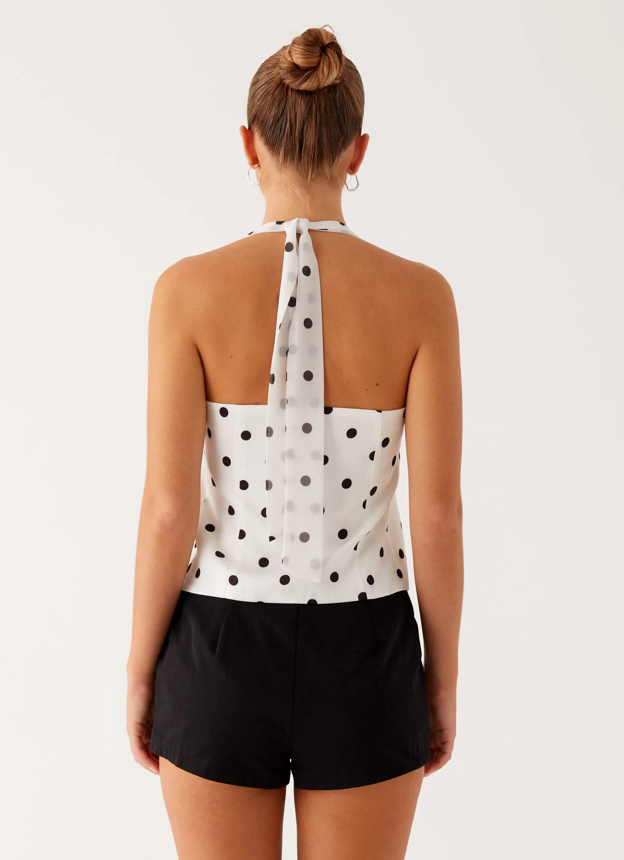 Lets Pretend Halterneck Top - White Polka Dot Modular Layering System