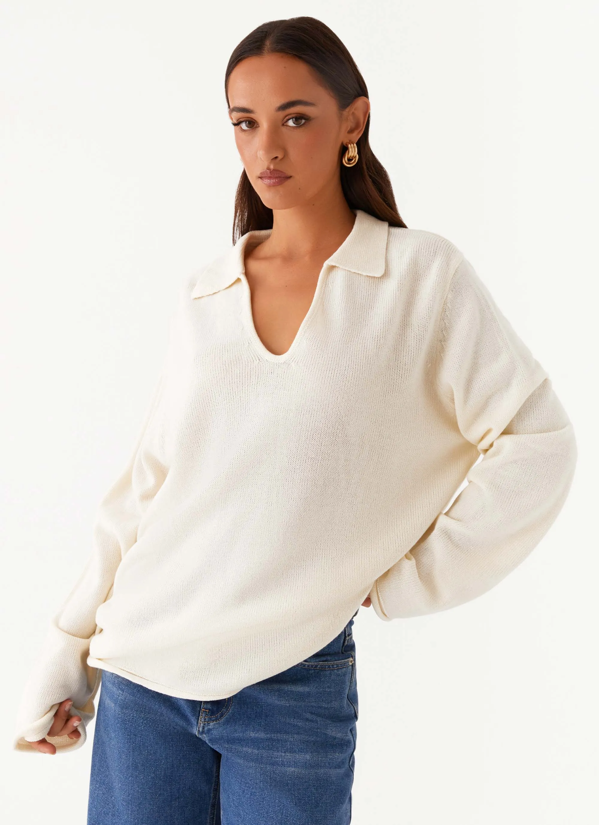 MoistureWickingTechnology Deena Knit Sweater - White