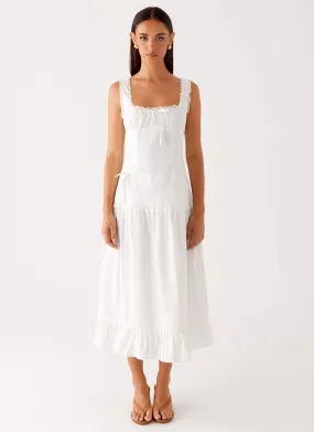 Quinn Midi Dress - White Fall Comfort Casual and Smart
