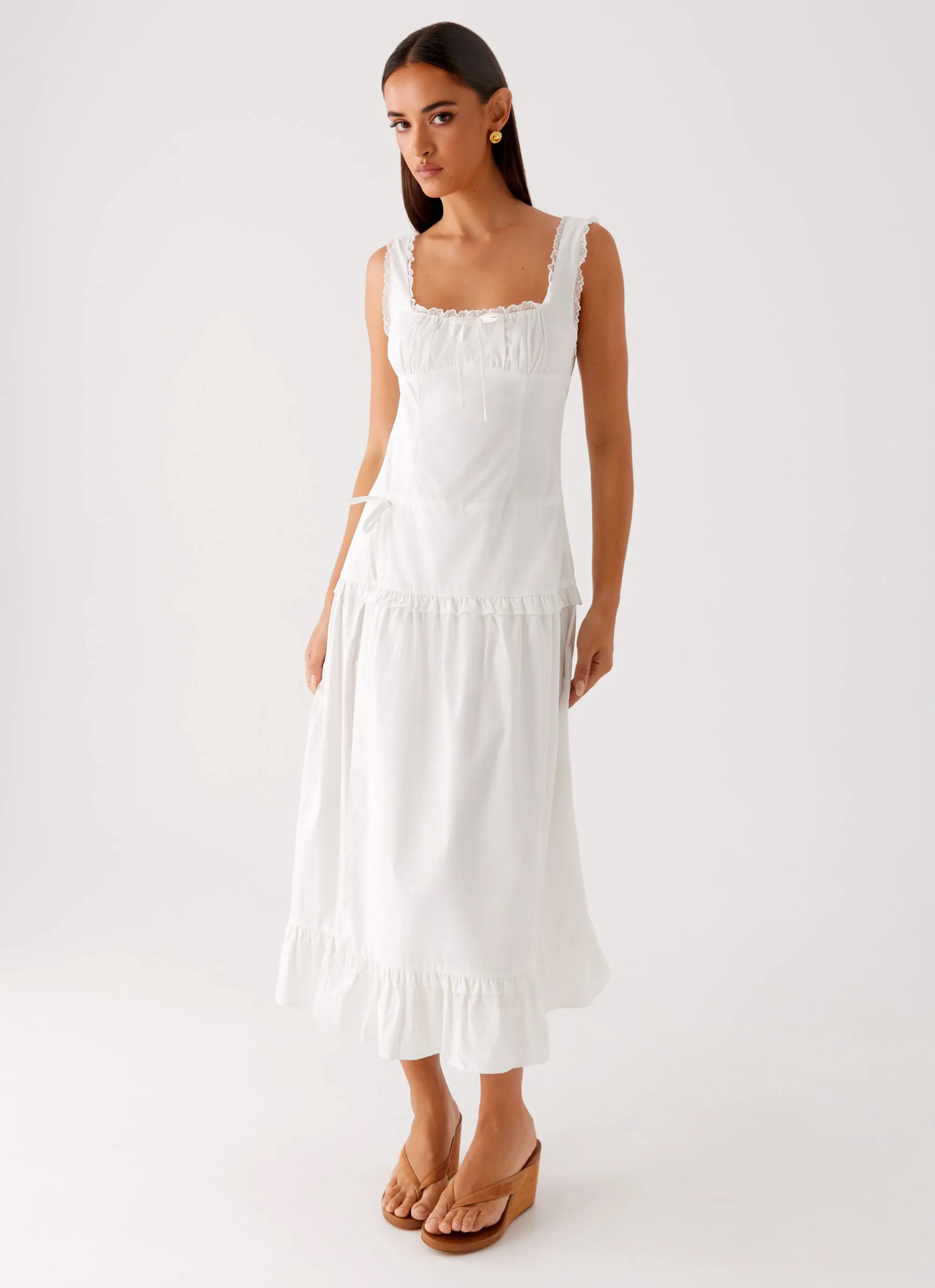 Cozy Vibe Versatile Comfort Wear Quinn Midi Dress - White