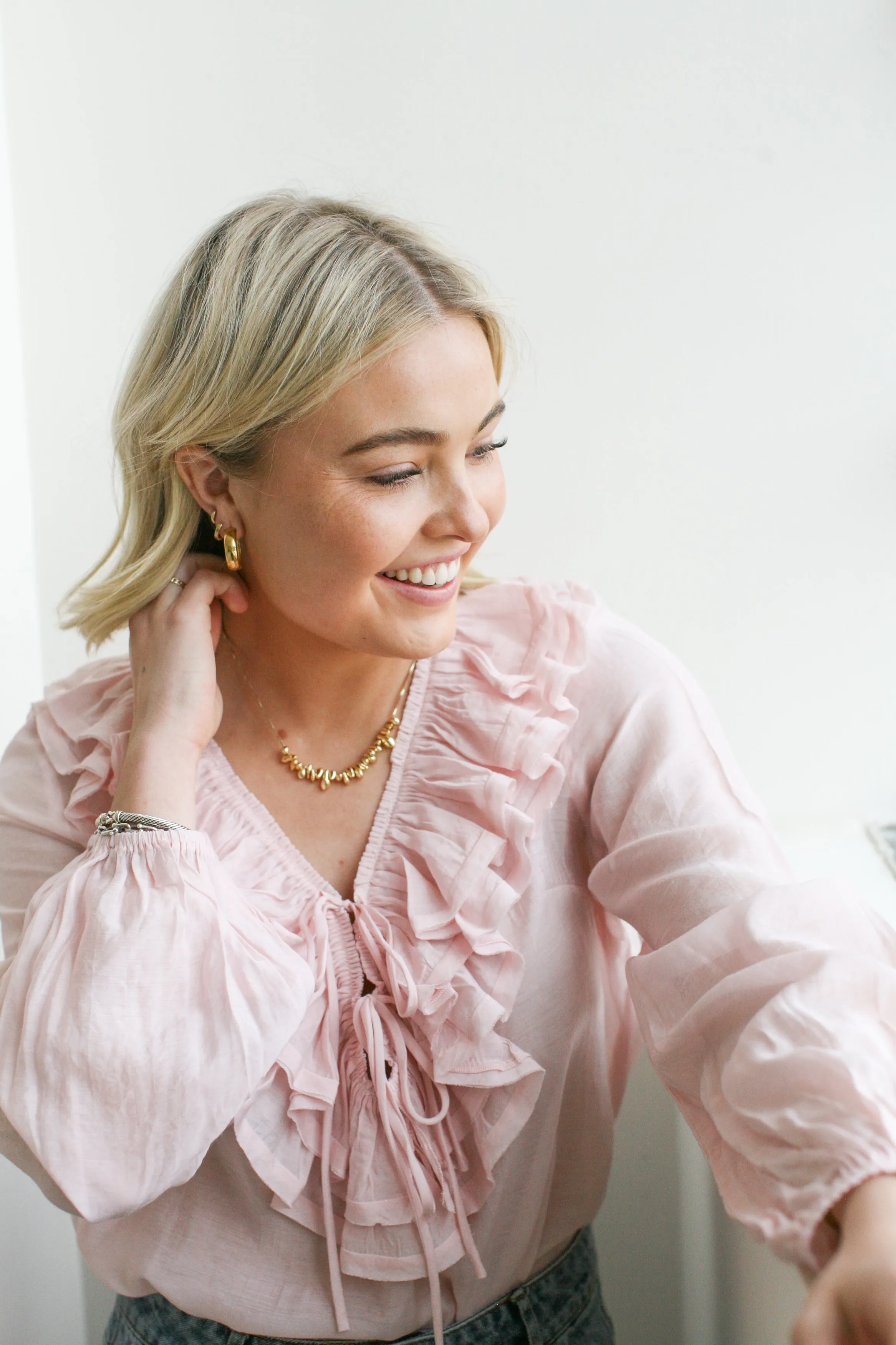 High Durability Material AllDaySoftness Rachelle Ruffle Blouse - Pink