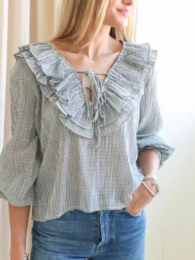 Tencel Lyocell Fiber Rachelle Ruffle Blouse- Plaid
