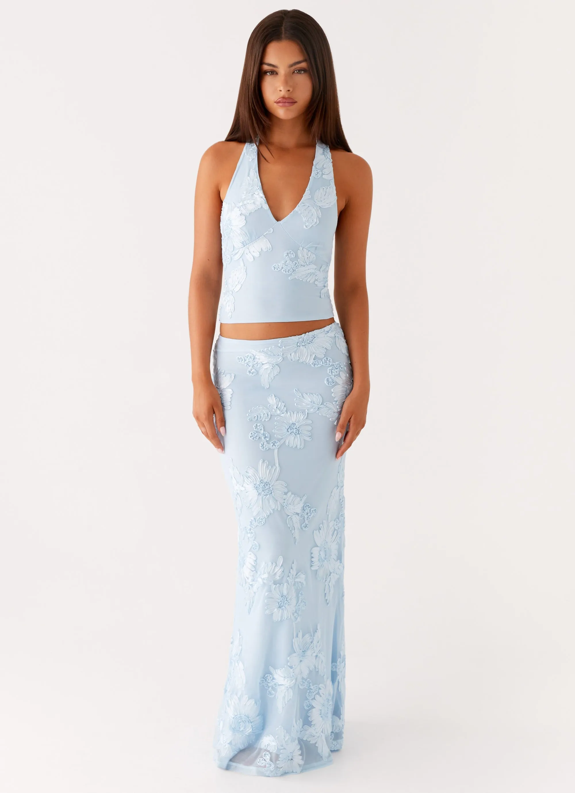 Radiate Maxi Skirt - Blue Cozy Feel Simple Look