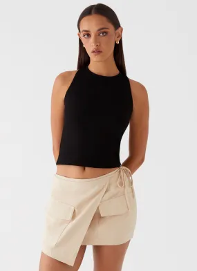 Rae Tie Side Pocket Skirt - Ivory Clean Lines Unique Feature