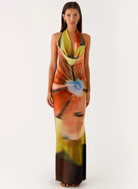 Raellia Maxi Dress - Moody Floral Art Spirit