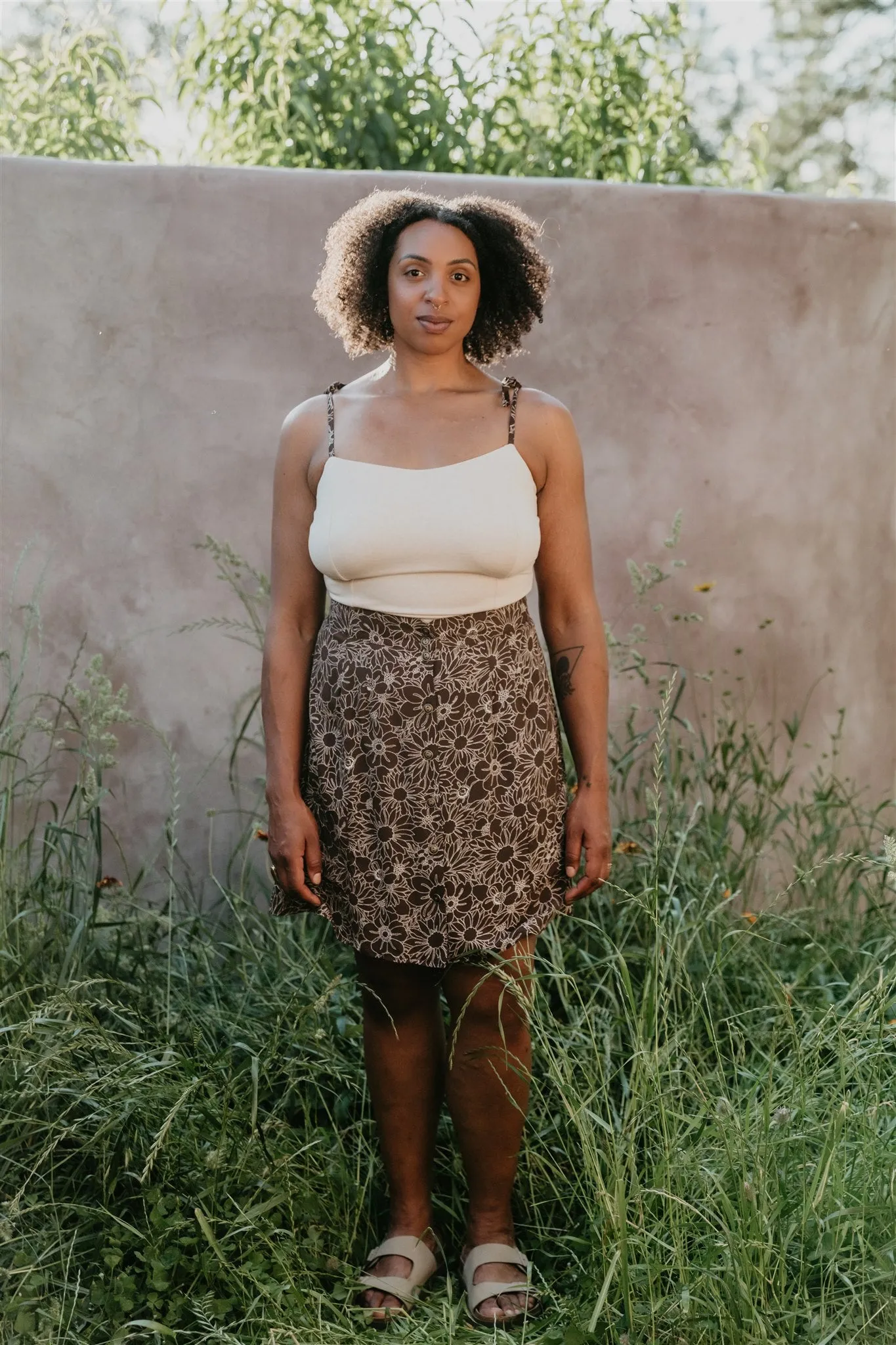 Rah Rah Skirt in Brown and Oat Floral Ripped design Tear Resistant Design