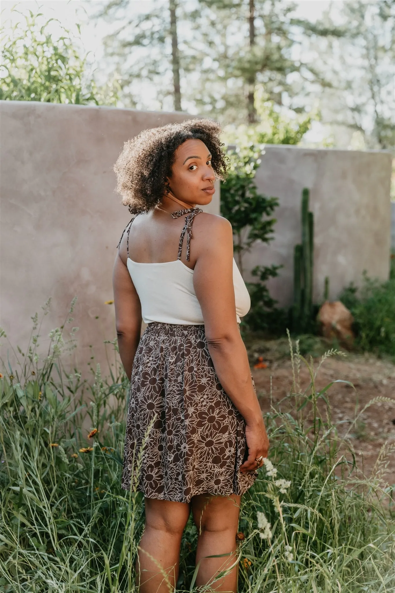 Fashionable Look Rah Rah Skirt in Brown and Oat Floral