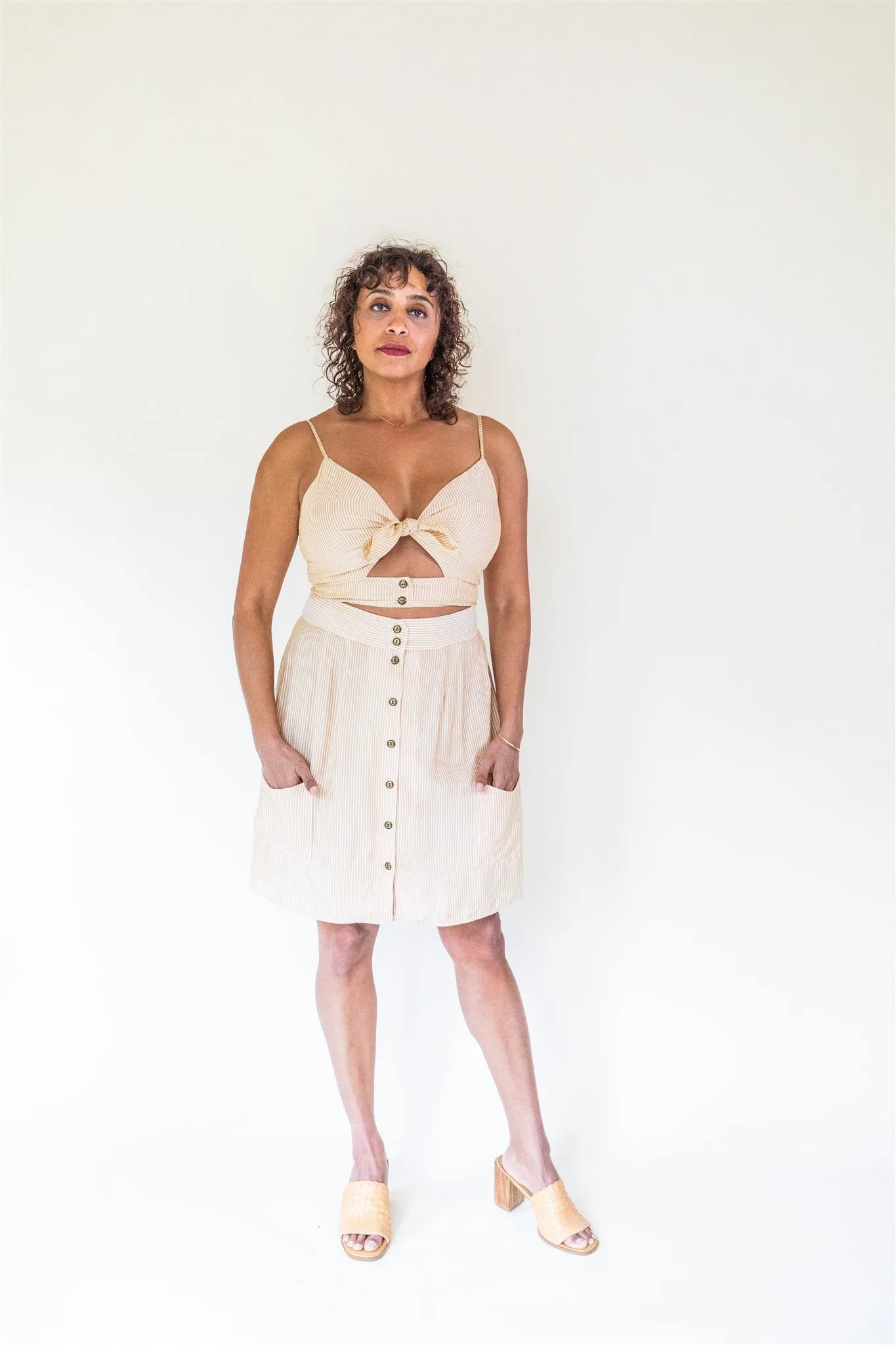 Rah Rah Skirt in Yellow Stripe smooth zipper