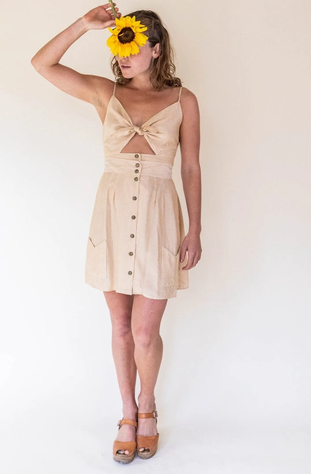 Rah Rah Skirt in Yellow Stripe WaterRepellent clean design