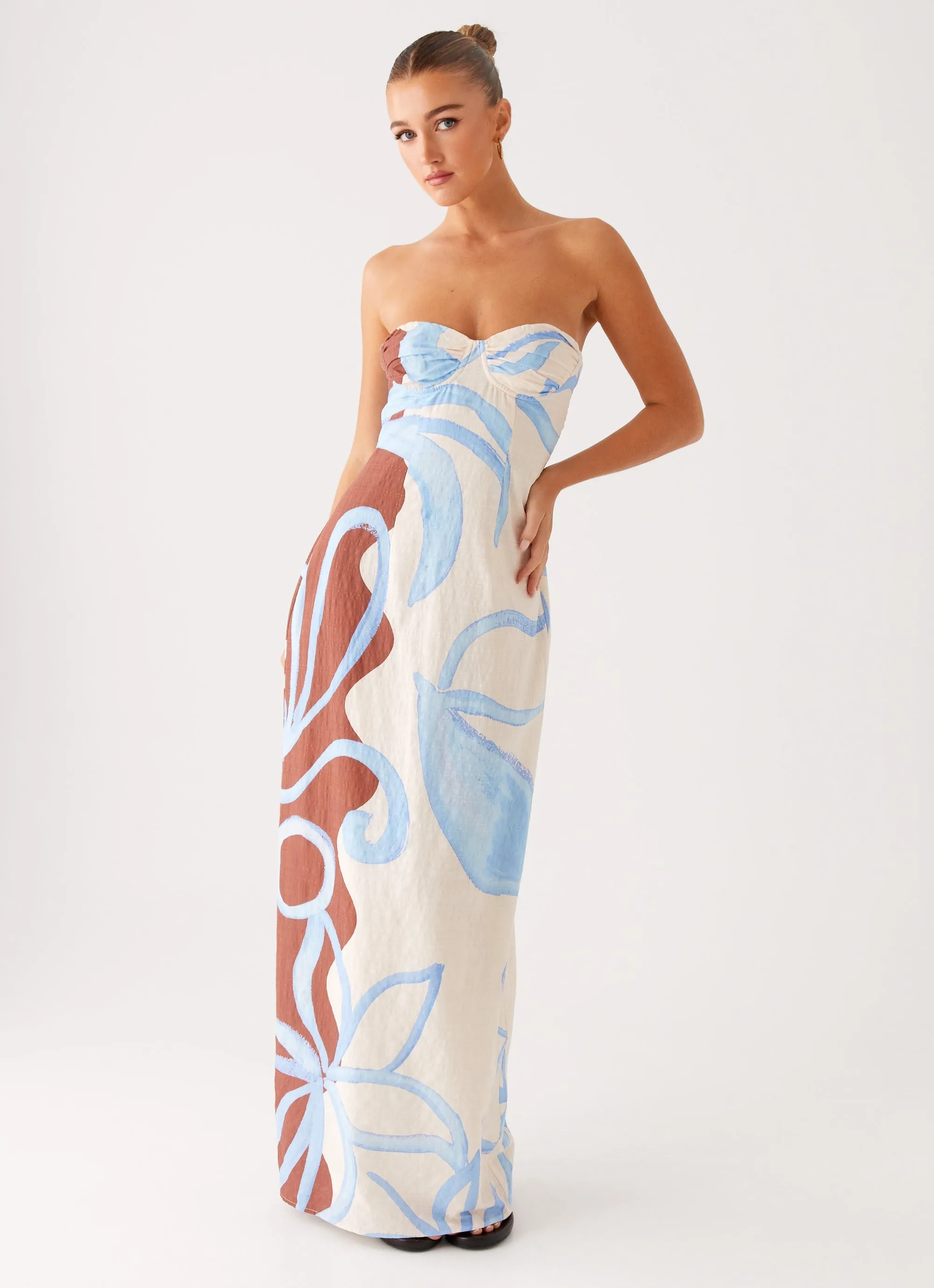 Raiden Maxi Dress - Bloom Wave Print Travel piece Layered Comfort