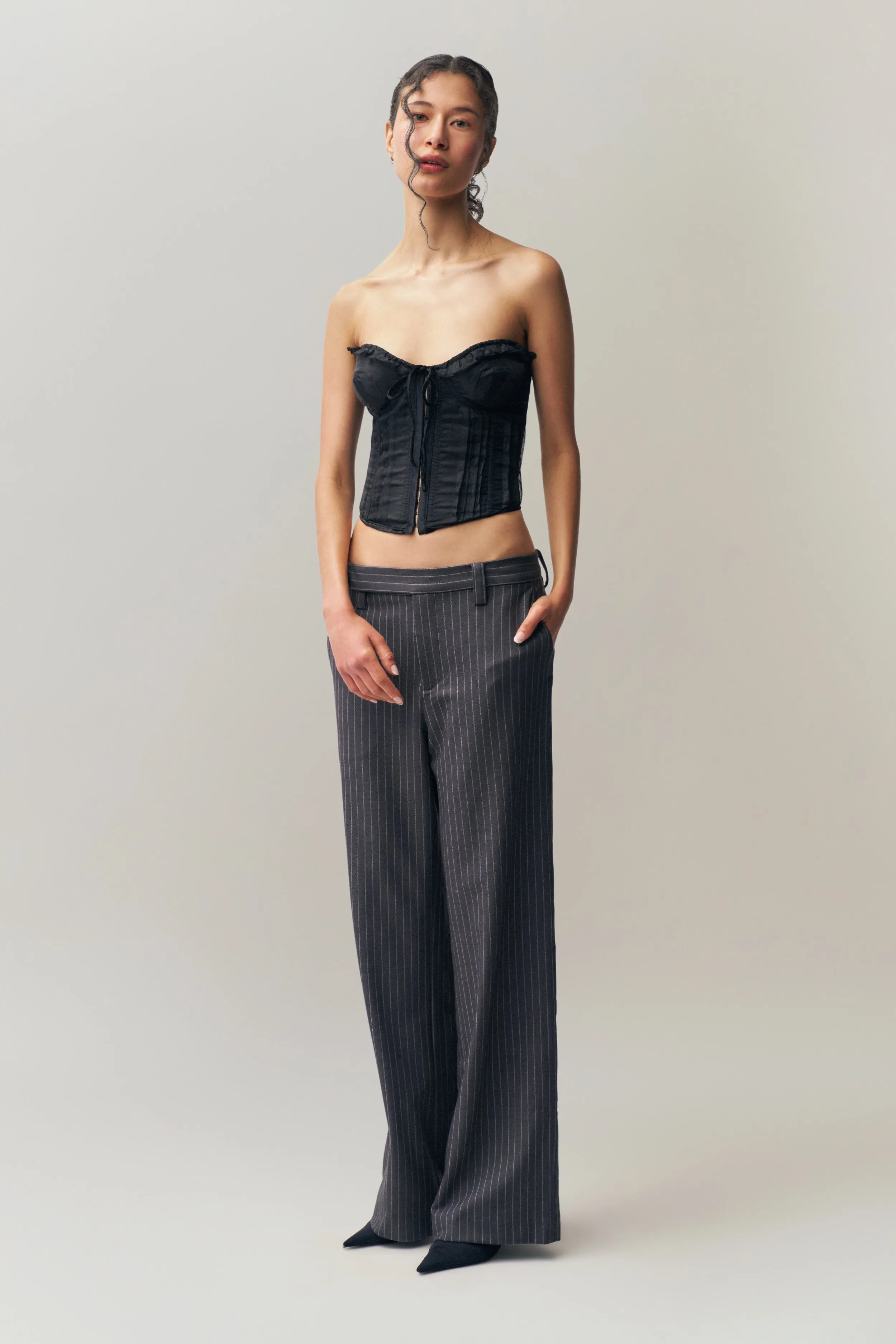 Raina Pinstripe Pant Rubberized Hem